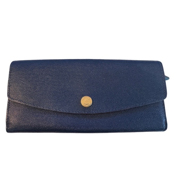 MICHAEL KORS Pristine condition Navy Blue Teal Beige envelope wallet - Picture 1 of 9
